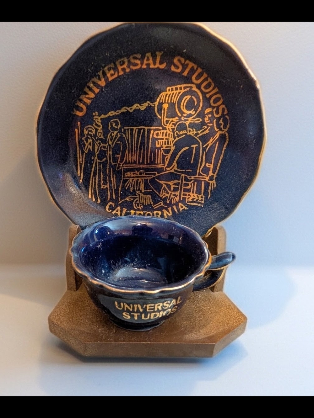 Vintage teacup and saucer set with stand souvenir universal studios California
